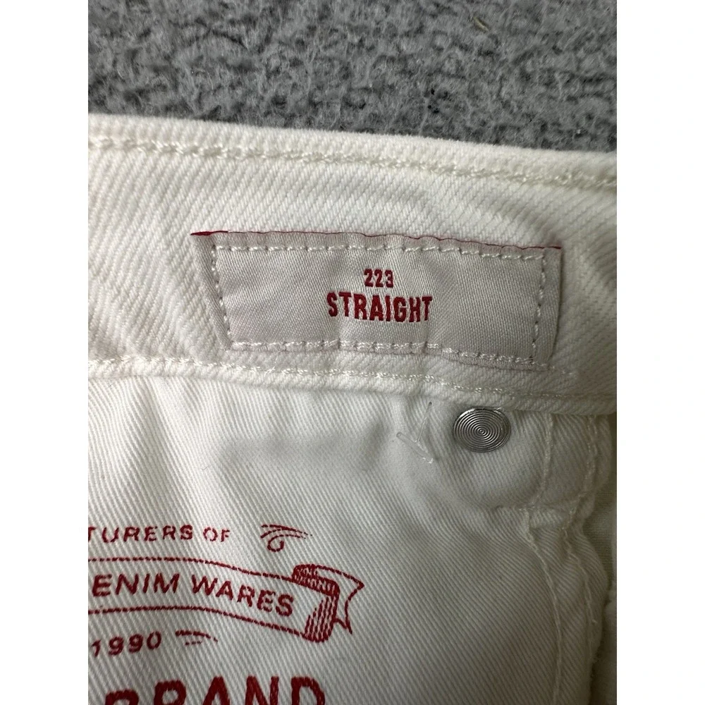 Lucky Brand 223 Straight Jeans Mens 34x30 White Denim NWT